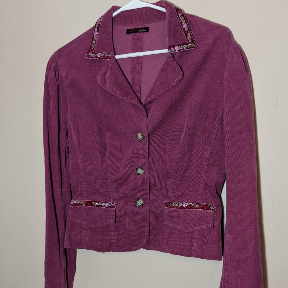 Boho embellished corduroy jacket